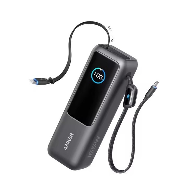 New Anker A1695 165W Fast Charging Power Bank 25000mAh Portable Charger Ultra-Fast Charging Battery Pack with Built-in Cables
