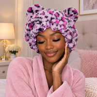 Bonnet de nuit en peluche douce avec oreilles d'ours pour femmes, accessoire de soin des cheveux pour tresses et cheveux bouclés