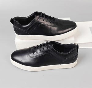 <span class=keywords><strong>Scarpe</strong></span> da ginnastica casual alla moda per giovani, stringate, taglie grandi, nere, da skateboard, in vera pelle bovina, piatte, da uomo - Product Image 6
