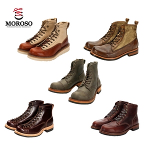 British Style Retro Work <strong>Clothes</strong> and High-Top Leather <strong>Boots</strong> for Men Genuine Leather Lining for Hunting - Product Image 6