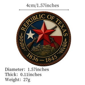 Moneta Commemorativa da Collezione in Bronzo Anticato, Artigianato Metallico a Tema Stato del Texas, Forgiata nel Fuoco della Libertà - Product Image 4
