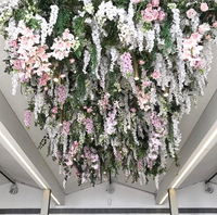 Décorations florales de mariage de luxe sur mesure, fleurs artificielles de glycine suspendues, mur de fleurs, plafond fleuri, glycine éternelle pour la décoration de mariage et de la maison