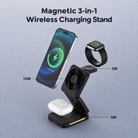 Support de charge sans fil magnétique pliable 3-en-1 pour téléphones, iWatch et Airpods