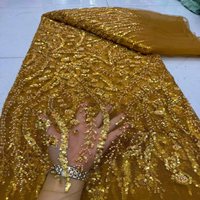 Tissu en dentelle perlée de haute qualité avec fleurs et sequins, tissu en dentelle filet pour robe de mariée pour femmes