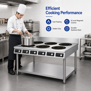 Versatile Six Head Layered Pot Stove with Large Capacity Storage Shelf Stainless Steel Electric Range for Hotel and Hospital Can - Product Image 5