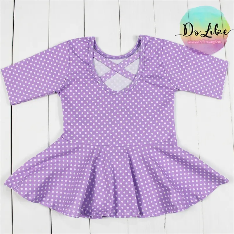 Polka Dot Girls Peplum Katun Produsen Pakaian Anak-anak Kemeja Bayi Mewah dengan Salib