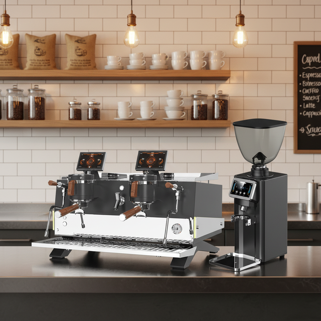 Best Quality Dual Group Smart 5.0" Touch Screen Stainless Steel Boiler 9 Bar Pressure Electric Control Espresso Coffee Machine