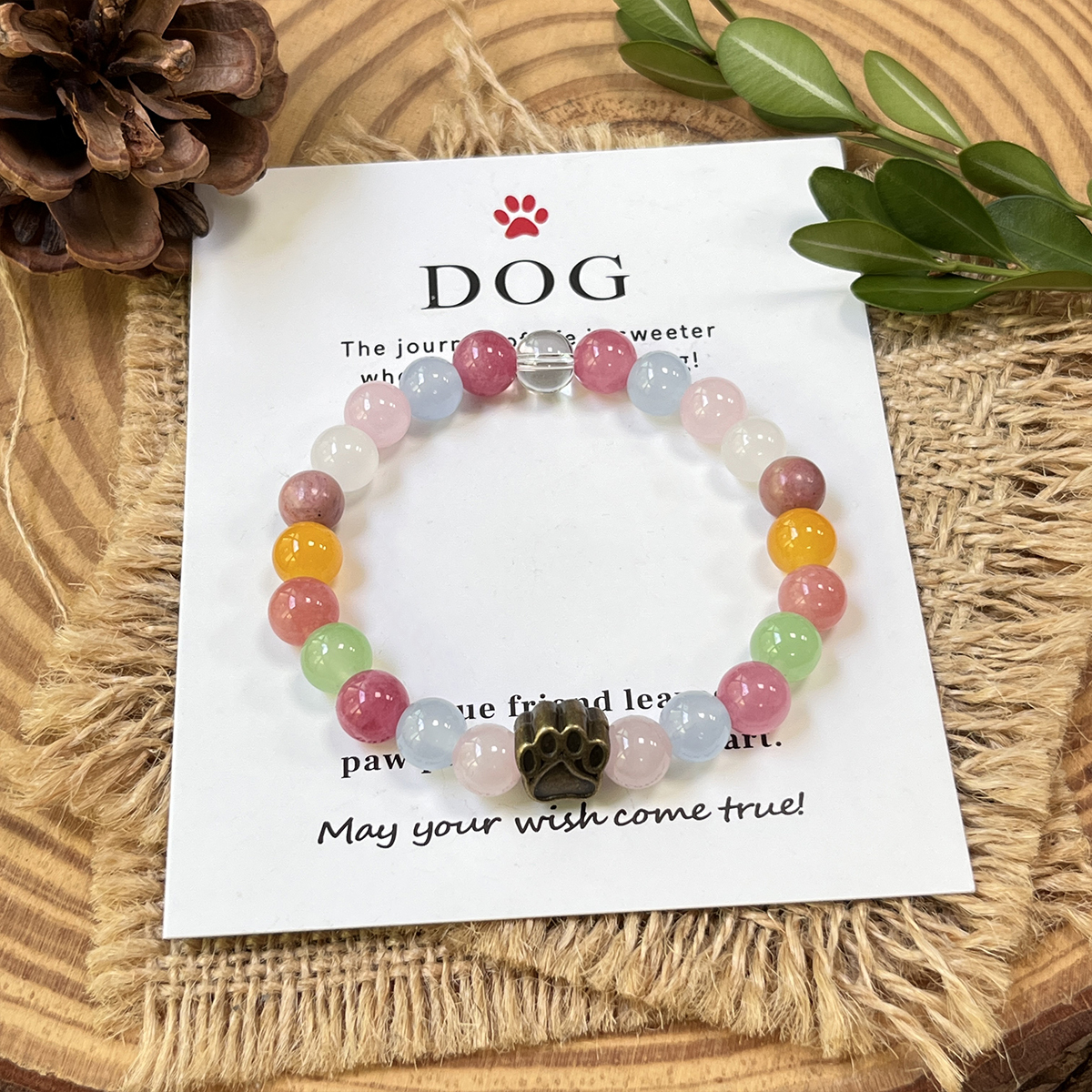 Dog Paw Charm For Bracelets - Pink Crystal Dangle Charm With CZ, Birthday Gift For Dog Lovers & Women - View #8