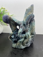 Statue d'animal en cristal naturel de haute qualité, sculptée à la main, personnalisée, en trolleite, hibou, pour ornement