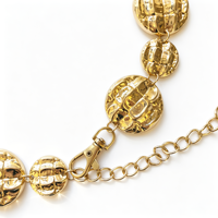Ceinture en métal doré matelassée ajourée style rétro pour femme, avec perles rondes et décorations en alliage, ceinture de taille, chaîne de corps, accessoire de mode pour robe