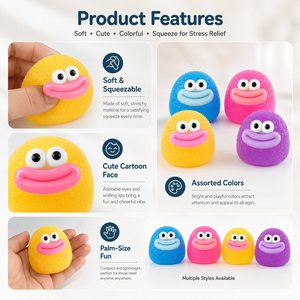Pelota Antiestrés Blanda de Caricaturas Divertidas, Juguete Sensorial Suave para Apretar en Colores Surtidos para Fiestas y Venta al por Menor - Product Image 5