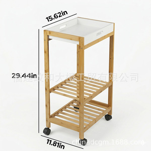Carrito de cocina de bambú Nan de 3 niveles con ruedas, estante de almacenamiento portátil para refrigerios y uso en la cocina - Product Image 3