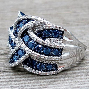 Anello Elegante con Design a Fascia Completa di Colore Blu per Donne - Product Image 4