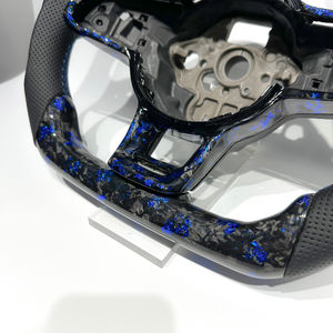 Volante Personalizado de Fibra de Carbono Azul Forjado y Cuero Perforado para Volkswagen <span class=keywords><strong>Polo</strong></span> Golf Passat MK7 MK6, Actualización para Modelos Antiguos - Product Image 3