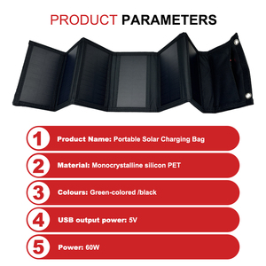 SMARAAD Panneaux solaires 60W USB pliables mini six cellules, solaires portables d'extérieur, stock PL 60W-6Z SMAR - Product Image 3