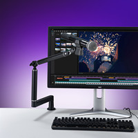 Support de Microphone de Bureau Professionnel, Bras Articulé en Alliage d'Aluminium, Rotatif, Réglable et Pliable pour le Streaming en Direct