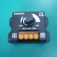 JIUAN Variateur de luminosité PWM haute puissance DC12V-24V 30A avec bouton de réglage, interrupteur de luminosité, boîtier métallique, lumière LED monochrome 1 canal 720W