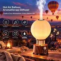 Diffuseur d'arômes Bluetooth en forme de montgolfière, texture bois, lumière d'ambiance LED colorée, diffuseur d'huiles essentielles silencieux pour la maison