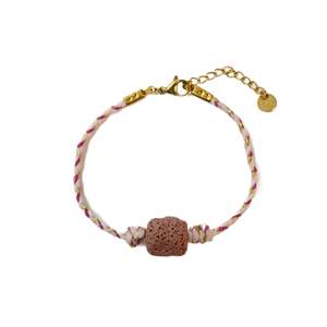 Fashion Beaded <b>Bracelet</b> With Pink And White <b>Rope</b> Gold Plated Clasp Sustainable Resistant Design For Women - Product Image 1