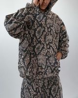 Ensemble sweat-shirt et pantalon de survêtement surdimensionné personnalisé avec imprimé guépard python léopard, 500 g/m², 100 % coton épais, unisexe