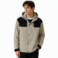 Blouson Bomber Homme Personnalisable avec Logo, Veste à Capuche Homme, Coupe-Vent Léger Noir Uni à Blocs de Couleurs, Vente en Gros
