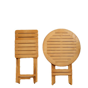 Conjunto de <span class=keywords><strong>Mesa</strong></span> y Sillas Plegables de Madera Maciza de Tres Piezas para Balcón/Patio/<span class=keywords><strong>Terraza</strong></span> - Product Image 5
