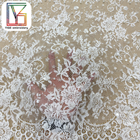 Tissu de luxe en dentelle Chantilly perlée, dentelle cils, tissu à sequins, dentelle florale 3D, tissu perlé pour robes de soirée pour femmes