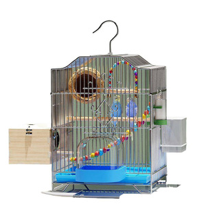 Budskin Luxury Large Metal Bird <span class=keywords><strong>Cage</strong></span> Patrón sólido y cierre de botón para loros y estorninos de peonía - Product Image 5