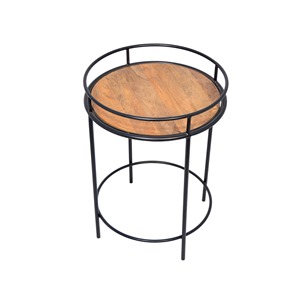 Modern Luxury <b>Brown</b> Custom Shaped Wood & Metal Coffee Side <b>Table</b> Snack End <b>Table</b> for Living Room Bedroom Kitchen Cheap Price - Product Image 3