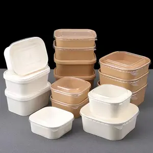 Envases de papel Kraft rectangulares cuadrados desechables con logotipo personalizado para embalaje de alimentos, cajas para magdalenas y pasteles para <span class=keywords><strong>sushi</strong></span>, ensaladera de azúcar - Product Image 1