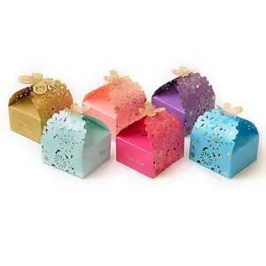 अद्वितीय डिजाइन लेजर कट पार्टी WeddingTable सजावट एहसान रिबन कैंडी बक्से उपहार बॉक्स