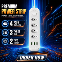 Multiprise Brésilienne 4 Voies Personnalisable avec Logo, 3 Ports USB à Charge Rapide, Coque Ignifuge, Rallonge Durable
