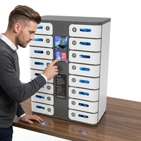 Gabinete de Carga Rápida para Dispositivos Móviles con Pantalla Táctil de 16 Compartimentos, para Uso Público en Espacios Públicos