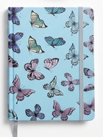 Kit d'emballage cadeau recyclable personnalisé avec motif papillon bleu pastel, comprenant du papier d'emballage pour bouquet, un sac en papier de Noël et un rouleau de papier d'emballage