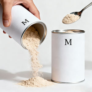 Cylindre en papier de qualité alimentaire personnalisé avec couvercle hermétique à décoller |   Emballage recyclable pour poudre de protéines de sucre, café et aliments secs - Product Image 1