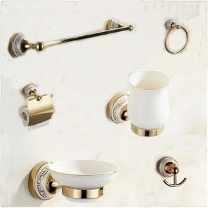 <strong>Bathroom</strong> <strong>Accessories</strong> <strong>Set</strong> 11800 6pcs Gold Ceramic <strong>Bathroom</strong> <strong>Accessories</strong> <strong>Set</strong> - Product Image 1