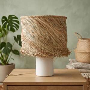 Lampadaire antique en jonc de mer, abat-jour en herbe naturelle tressée, base E26, éclairage LED rustique pour hôtel, salon, chambre à coucher, E27 - Product Image 3