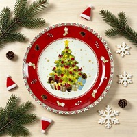 Assiette à dîner en céramique rouge à motif végétal rétro américain, compatible micro-ondes, style Instagram, décoration de table pour la maison et les fêtes