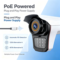 Caméra IP PoE 5MP avec détection IA humaine et véhicule, détection de franchissement de ligne de clôture virtuelle, comptage de personnes, audio bidirectionnel, vision nocturne, garantie 1 an