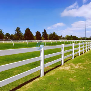 Valla de Rancho de Carreras de Caballos de PVC blanco flexible sólido, Tres rieles, cercado de PVC para carreras, puertas de enrejado, servicio de modelado 3D disponible - Product Image 2