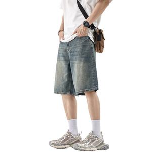 Shorts de Mezclilla para Hombre, Estilo Urbano, Verano, Transpirables, Vintage, Holgados, con Patrón Sólido, Venta al Por Mayor, OEM, Personalizados - Product Image 4