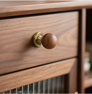 Poignée de meuble en laiton et noyer, bouton de placard, tirette de tiroir, rose vintage moderne pour l'ameublement intérieur - Product Image 4