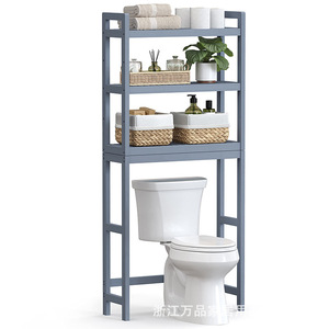 Meuble de rangement WC en bambou à 3 niveaux, étagère de salle de bain autoportante, durable, gain de place, couleur naturelle - Product Image 5