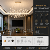 Lustre en métal moderne personnalisé, grille 3D en forme de cube, effet étoilé luxueux pour salle de réunion, lampe suspendue pour hôtel, villa, éclairage