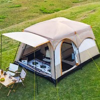 Tente de camping extérieure à deux chambres et un salon, double couche, quatre saisons, en tissu Oxford, portable, pliable, protection solaire, équipement de camping en parc