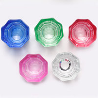 Tasse à ongles en cristal, verre acrylique, poudre liquide, coloré, clair, couvercle, bol, porte-gobelet, équipement de nail art, 1 pièce