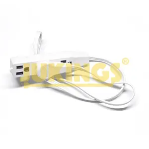 Indoor Office Extension Cord 3 Grounded Outlets, 3 Prong, Low-profile Right Angle Flat Plug Industrial White Home Appliance 16