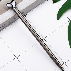 Logotipo personalizado de oro y de plata chapado en oro rosa negro varios slim color pluma de metal de los niños bolígrafo con forma de corazón en la parte superior - Product Image 6