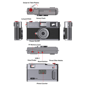 Cổ Điển Mini Screenless Máy Ảnh Kỹ Thuật Số CMOS Có Thể Sạc Lại Pin 8MP Ảnh 3 Chế Độ Bộ Lọc Xenon <span class=keywords><strong>Flash</strong></span> Cho Dã Ngoại Món Quà Giáng Sinh - Product Image 5