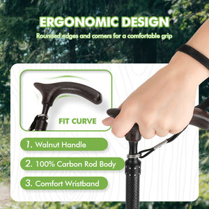 قصب المشي من ألياف الكربون كينجير للرجال والنساء خفيفة الوزن للغاية ارتفاع قابل للتعديل مع مقبض الجوز - Product Image 3